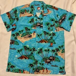 Canada Weather Gear Blue Tropical Print Men's Casual Button Down Shirt